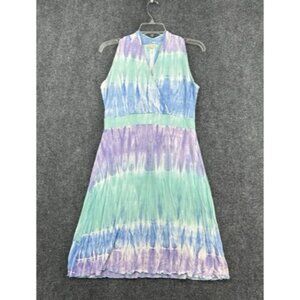 Zen Knits Tie Dye Dress Medium Boho Purple Green Blue Fairy Party Garden Beachy